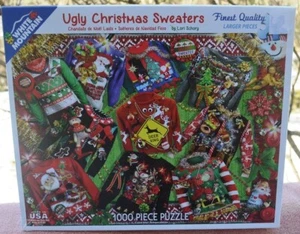 100% COMP. 2015 WHITE MOUNTAIN 1000 PIECE JIGSAW-UGLY CHRISTMAS SWEATERS - Picture 1 of 2