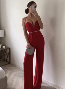 ZARA WOMAN JUMPSUIT WITH A SWEETHEART NECKLINE  LIMITED EDITION RED 2533/201 - Picture 1 of 5