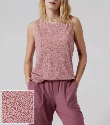 Camiseta sin mangas ATHLETA Breezy Micro Cheetah Bashful rosa rosa grande para mujer” Foto 1 de 4