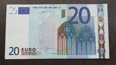 ITALY 20 Euro 2002 S-serie, Duisenberg Sign, aUNC  ...837  J004 - Image 1 of 4