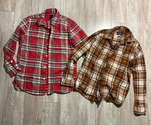 Lot Of 2 Boys Size 10 Plaid Flannel Shirts GAP Place - Picture 1 of 6