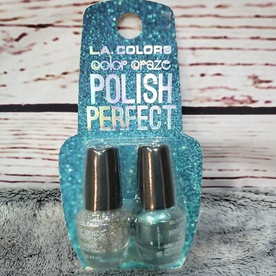 L.A.COLORS Color Craze Polish Perfect Duo Azul Metálico y Plata Brillante Foto 1 de 3