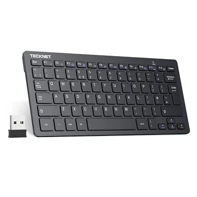 TECKNET 2.4G Wireless Keyboard For Windows/Chrome OS, UK Layout Compact Black - Image 1 of 4