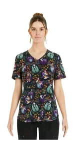 Disneys Nightmare Before Christmas Alive w/Love Women Halloween Scrub Top​ Sz XL - Picture 1 of 3