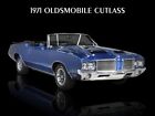 1971 Oldsmobile Collectible Metal Sign: Cutlass Convertible In Blue