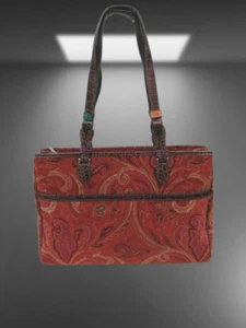 ETRO Ladies Tote bag Orange Paisley Leather with storage bag Shoulder bag - Picture 1 of 15