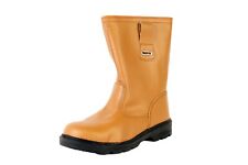 Warrior MMB7 Tan Leather Rigger Safety Boots Fur Lined Steel Toe Cap Mid Sole