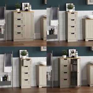 Bathroom Cabinet 4 Drawer 1 Door Cupboard Free Standing Furniture Storage Grey - Picture 1 of 12