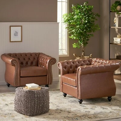 Madelena Traditional Chesterfield Club Chairs (Set of 2) - Image 1 of 4