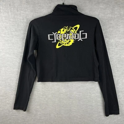 Cyberdog London Shirt Womens Large Crop Top Black Graphic Print Goth Punk Rave - Image 1 of 4