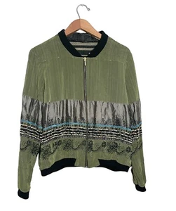Chaqueta de malla bordada Flou By Shadia para mujer grande bohemia rara verde - Imagen 1 de 7
