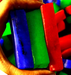 DYED 250CT EACH Emerald Ruby Sapphire Slice  GEMSTONE ROUGH  3PEC SET - Picture 1 of 9