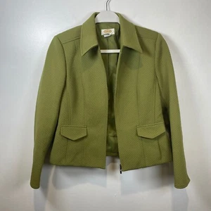 Talbots Quilted Blazer Jacket Olive Green Career Office Petite Size 10 - Picture 1 of 4