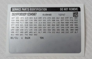 Réplica Duplica SPI PIEZAS DE SERVICIO IDENTIFICACIÓN Etiqueta Adhesiva para GM - Imagen 1 de 2