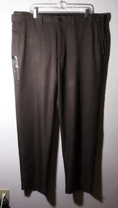 HAGGAR Brown "Comfort Waist" Flat Dress Pants Men's Size 42X32 NWT - Picture 1 of 5