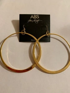 "Pendientes de aro gitanos pavé tono dorado 3,5"" ABS de Allen Schwartz $30 m614" - Imagen 1 de 6