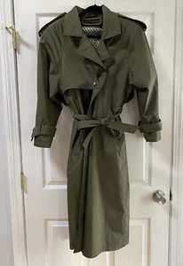 David Benjamin Collection Women’s Green Nylon Trench Long Coat Jacket Sz 9-10 - Picture 1 of 7