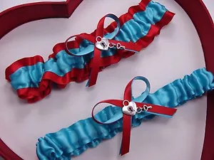 NEW Beautiful Turquoise Red Wedding Prom Garters Homecoming GetTheGoodStuff A+ - Picture 1 of 2