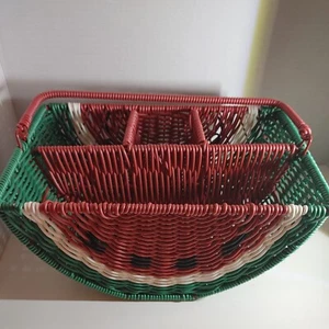 Watermelon Wicker Basket Utensils Caddy Resin  - Picture 1 of 6