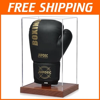 Elegant Boxing Glove Display Case - Clear Acrylic with Wood Base & UV Protection - Image 1 of 4