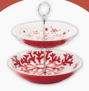 Hallmark 2 Tiered Snowflake Serving Stand Red White New Christmas Brand New - Picture 1 of 5