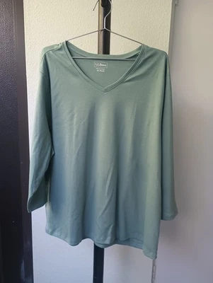 LL Bean плюс 3 x зеленый хлопок футболка с длинным рукавом 22/24 Вт - Изображение 1 из 4