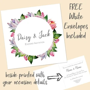 Personalised Wedding Invitations for Evening Reception Lilac Pink Folded Invite - Picture 1 of 4