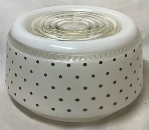 Vintage MCM Art Deco Ceiling Light Fixture Frosted White With Black Polka Dots - Picture 1 of 4