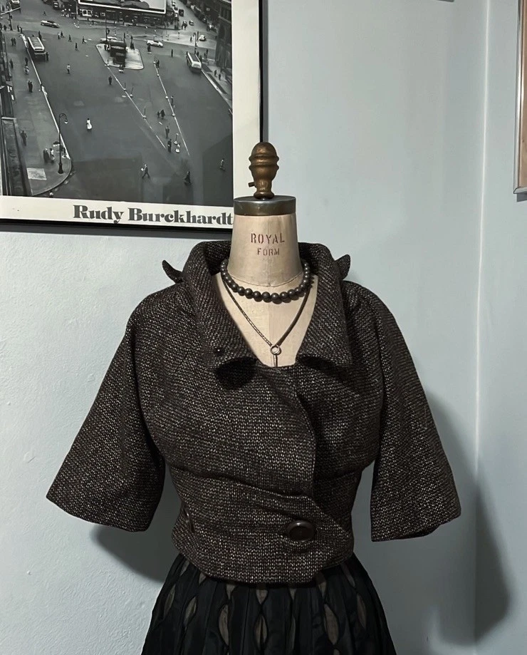 Christian Dior Nueva York Años 50 Lana Marrón Raro De Colección Antiguo Nuevo Look Foto 1 de 4