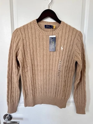 NWT Women’s Size M/Polo Ralph Lauren Cotton Cable Knit Sweater Brown - Image 1 of 4