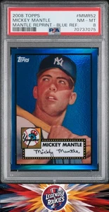 2008 Topps Mickey Mantle Blue Refractor MMR52 PSA 8 - Picture 1 of 2