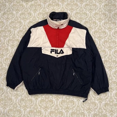 Vintage 90s Fila Jacket Mens 2XL Blue International Gear Puffer Sporty Pullover - Image 1 of 4