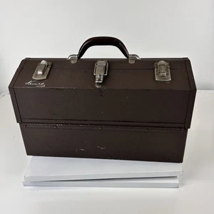 Vintage Kennedy Werkzeugkoffer 1017 braun freitragender Stil langlebig USA sauber EUC - Bild 1 von 21