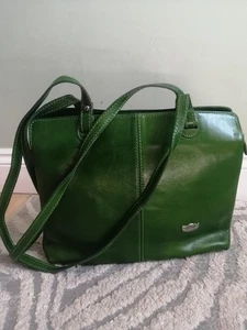 Handmade Italian L'Artigiano Green Leather Hand Bag One Zip Vintage Pristine - Picture 1 of 11