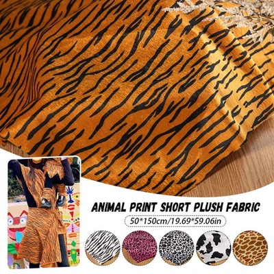 50*150cm Animal Print Short Plush Fabric Leopard Cow Patterns DIY Stage Outfits - Image 1 of 4