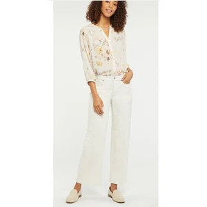 NYDJ Teresa Wide Leg Denim Jeans Cream 8 - Picture 1 of 10
