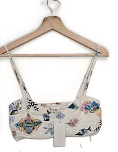 Billy J women's size 10 dixie bralette linen adjustable strap floral top - Picture 1 of 11