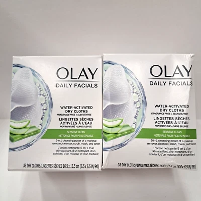 Olay Daily Facials Sensitive Clean Dry Cloths 2 Cajas de 33 Paños cada uno Foto 1 de 4