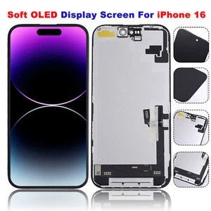 6.1"For Apple iPhone 16 Soft OLED LCD Screen Touch Display Replacement Digitizer - Picture 1 of 9