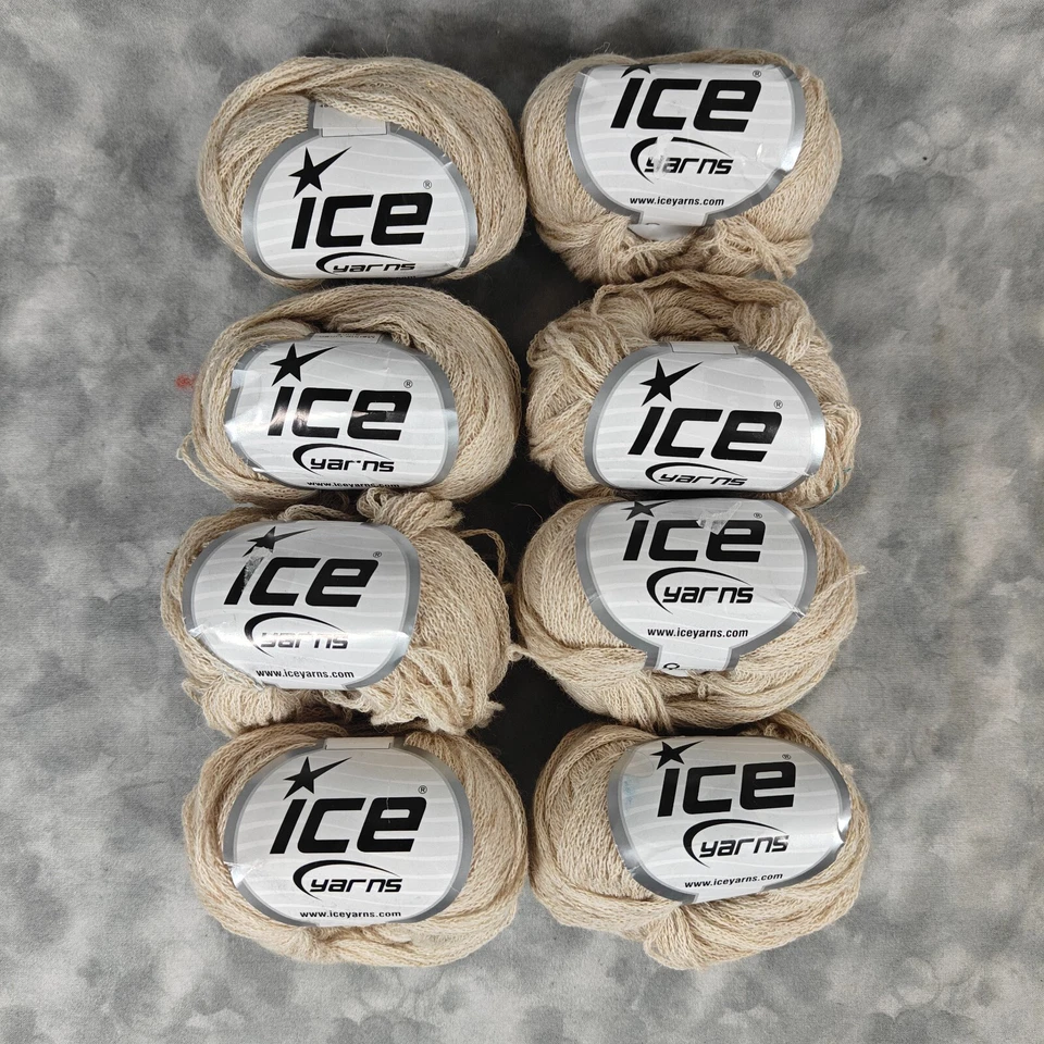 Lote de 8 madejas brillantes de lino merino hilos de hielo - peso ligero - 50 g cada uno Foto 1 de 4