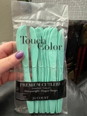 Fresh Mint Heavy Duty Plastic Cutlery Assorted 24 Per Pack Green Tableware New!! - Image 1 of 2