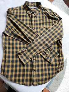 Vince Shirt Men's Size XL Long-Sleeve Orange Black Plaid Cotton Button Up EUC - Picture 1 of 2