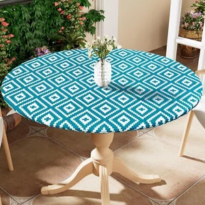 Round Picnic Table Cloth, Waterproof Elastic Fitted Outdoor 36''-44'' Coffee - Picture 1 of 7