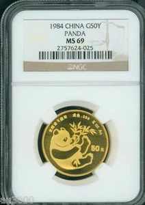 1984 GOLD Chinese PANDA 1/2 Oz. NGC MS69 CHINA 50Y  50 Yn 50-Yuan G50Y 50-Y - Picture 1 of 2