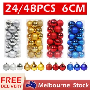 Christmas Balls Bauble Xmas Tree Hanging Ornament Wedding Party Decor 24/48x 6cm - Picture 1 of 15