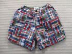 Abercrombie Fitch Womens Shorts XS Red Plaid Chino Short Blue Button Pockets