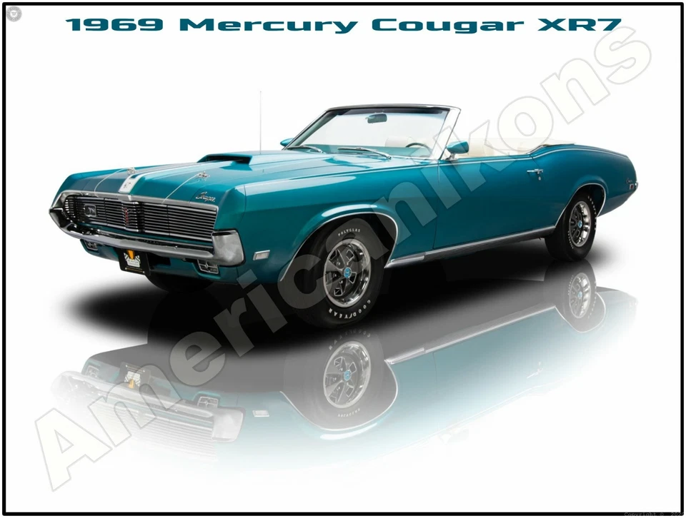 1969 Mercury Cougar XR7 conversível em azul nova placa de metal: restauração impecável - Imagem 1 de 1
