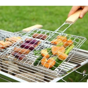 Barbecue Grilling Basket Grill BBQ Net Steak Meat Fish Mesh Holder Outdoor Grill - Picture 1 of 6