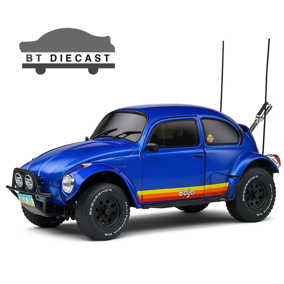 1/18 Solido 1975 Volkswagen VW Beetle Baja Diecast Model Metallic Blue S1809601