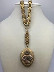 Victorian Gold Filled Seed Pearl Locket On Gold Filled Bookchain (EB1020230) - Picture 1 of 12